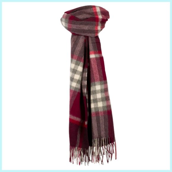 Scarf CASHMERE & LAMBSWOOL RED GREY WHITE SCOTTISH IMPORT FINEST QUALITY NWT - Picture 4 of 7